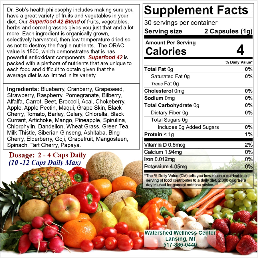 Dr. Bob's 42 Superfood Blend Capsules - 60 Capsules