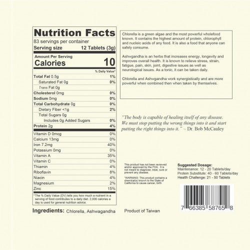 Dr.BOB 90% Chlorella 10% Ashwagandha Tablets
