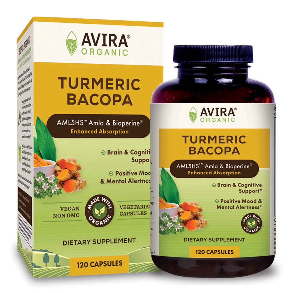 Avira Organic Turmeric /Bacopa 120 Capsules