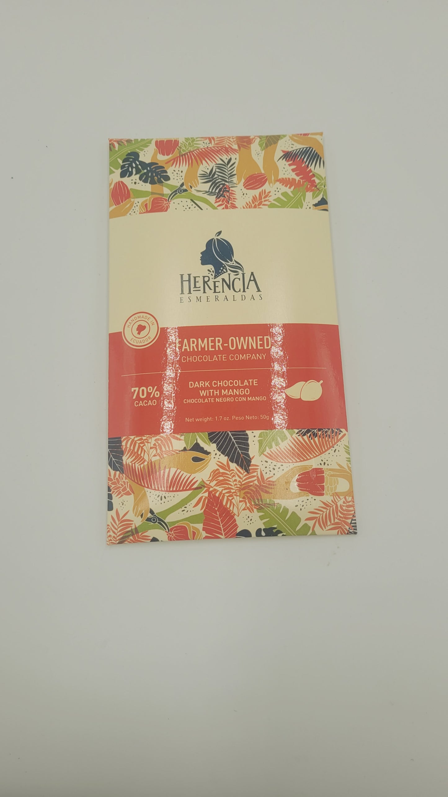 Herencia Chocolate Bar - 70% Pure Dark Chocolate With Mango