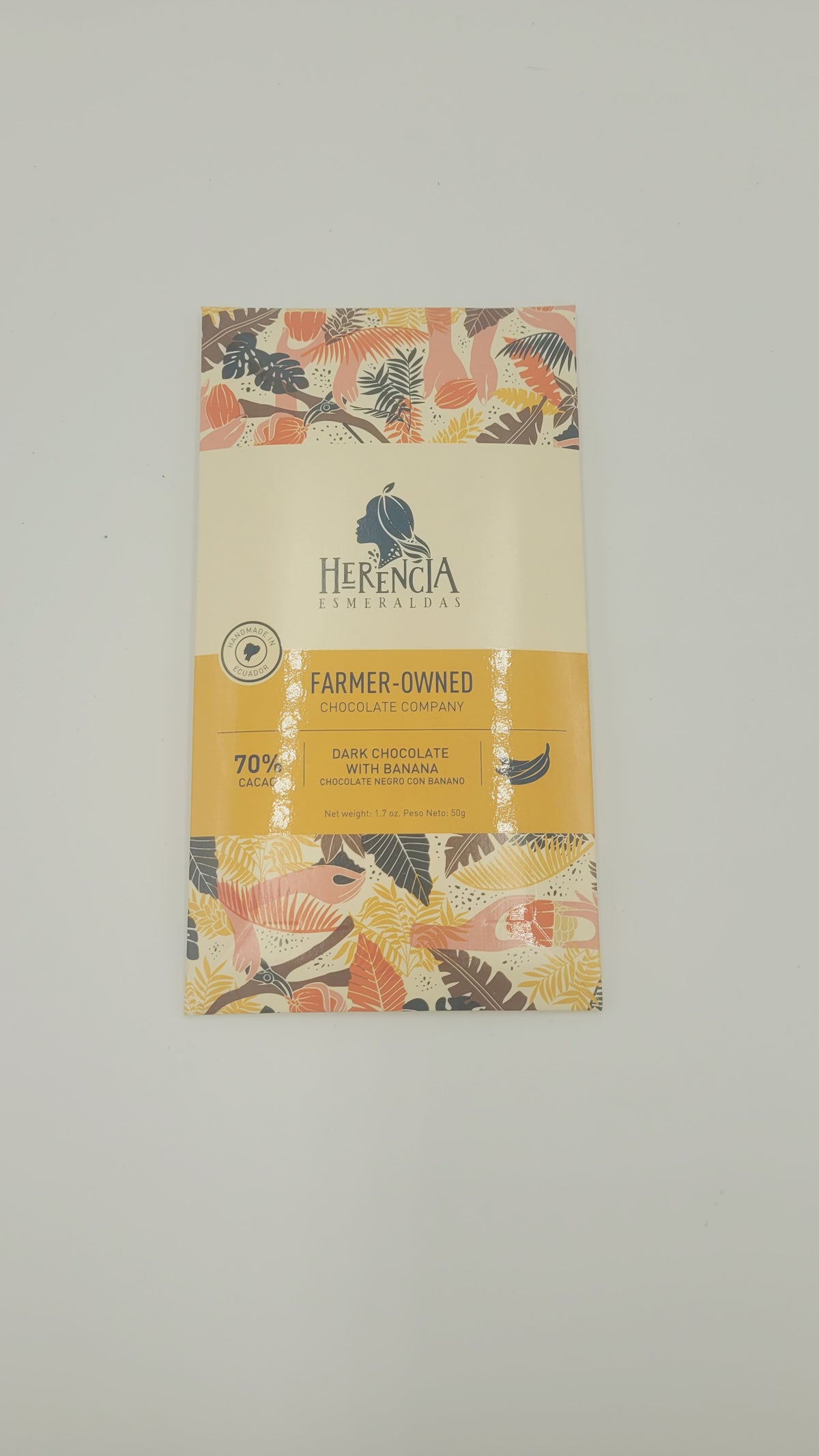 Herencia Chocolate Bar - 70% Pure Dark Chocolate With Banana