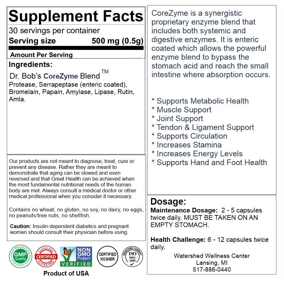 CoreZyme Systemic Enzyme Blend Capsules (60 Capsules)