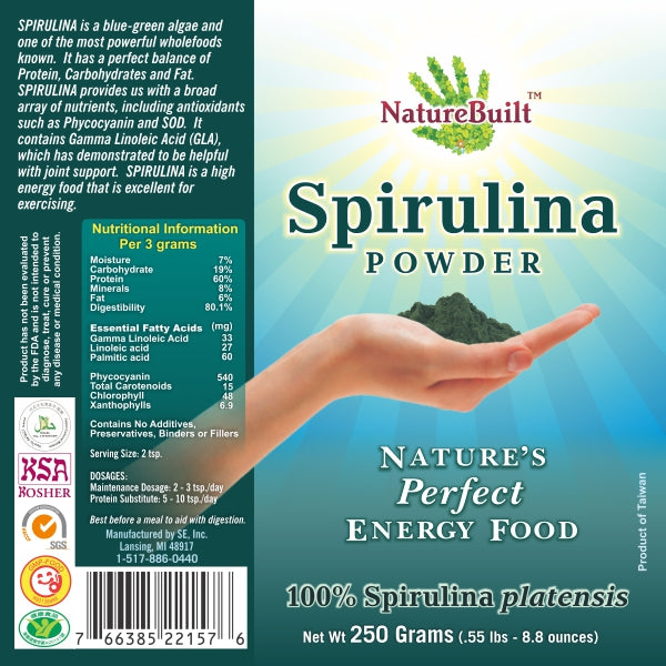 NatureBuilt 100% Spirulina Powder 250g