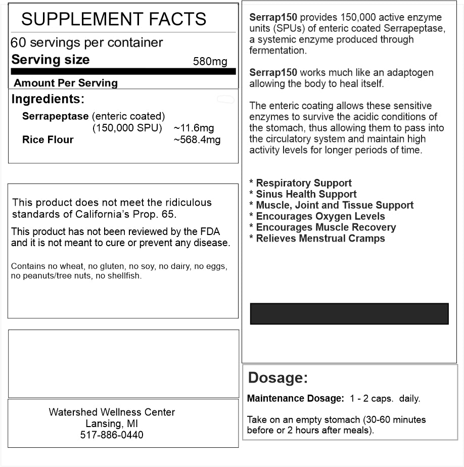 Dr. Bob’s Serrap150 (Highly Potent Serrapeptase)