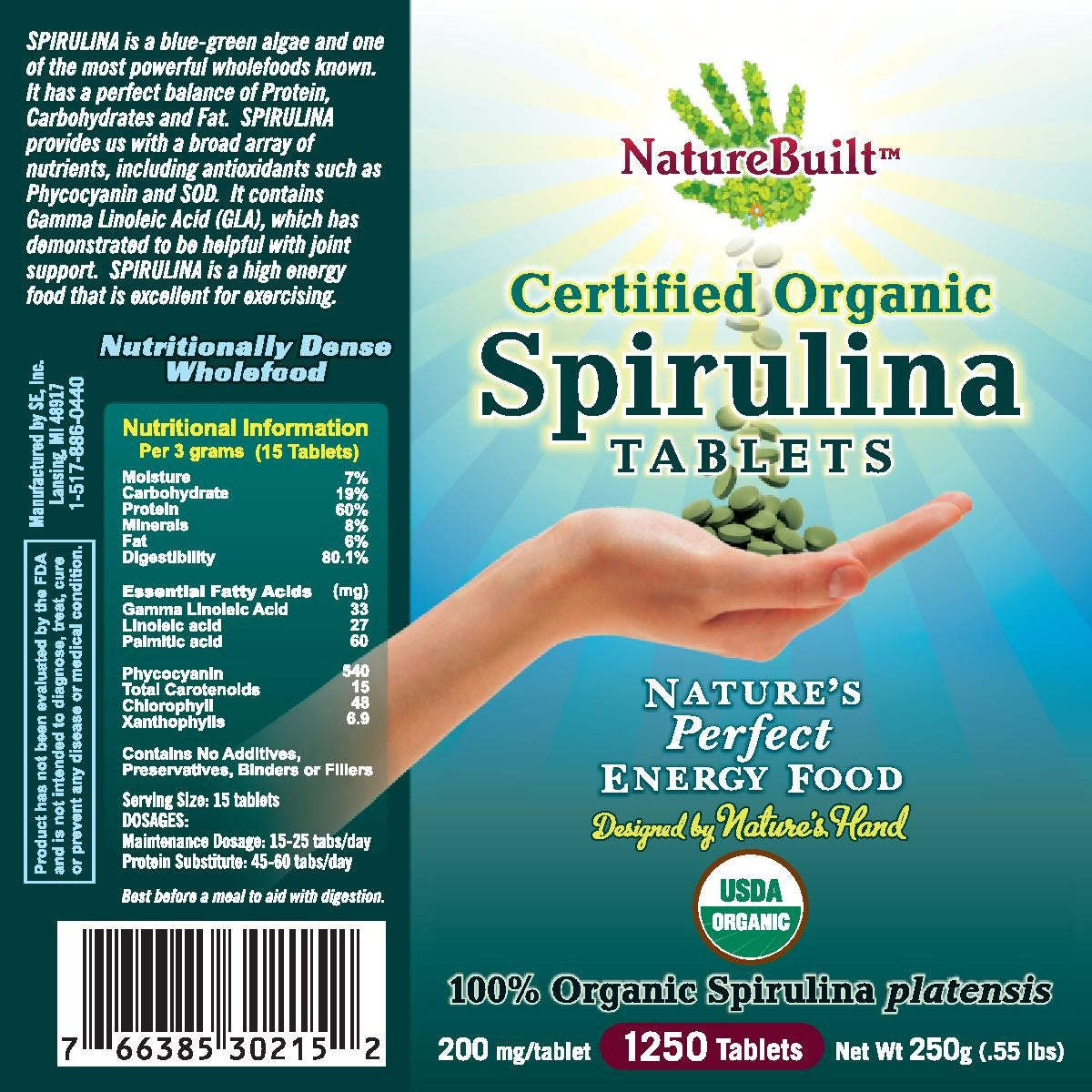 NatureBuilt【Taiwan】USDA Organic Spirulina Tablets