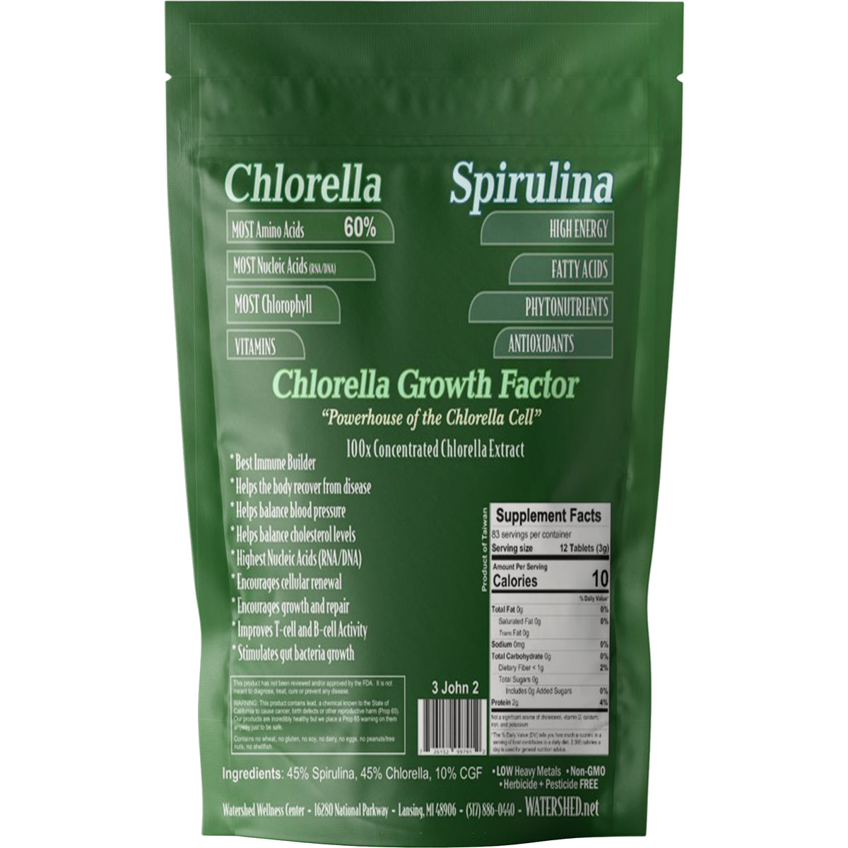 Dr. Bob 45% Chlorella 45% Spirulina 10% CGF Tablets