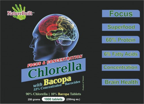 NatureBuilt 90% Chlorella 10% Bacopa Tablets